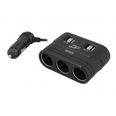 Automobilinis 12V/24V lizdo šakotuvas 1 → 3 lizdai 4xUSB 4.2A LTC